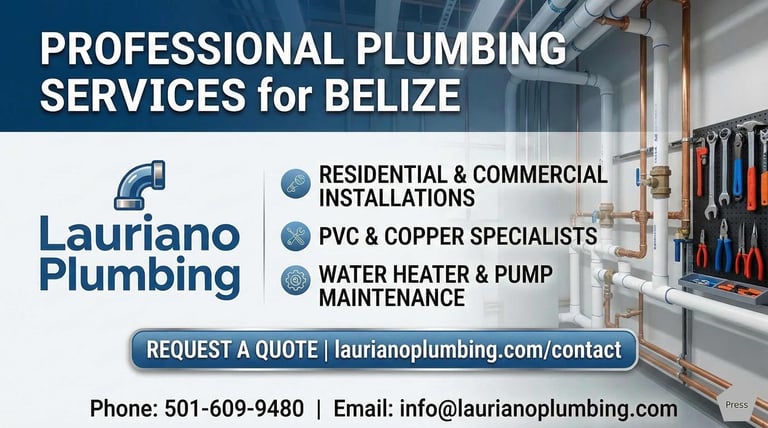 Professional plumbing services in Belize for residential and commercial PVC and copper pipe installations.