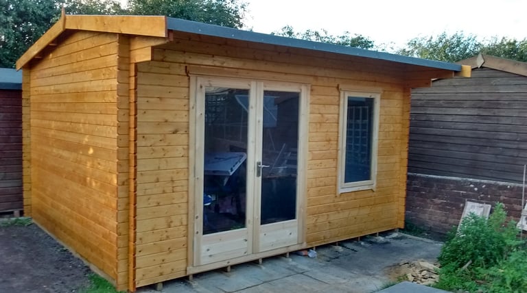 a log cabin installation in Poole