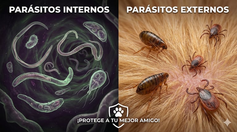 Parásitos internos y externos en perros