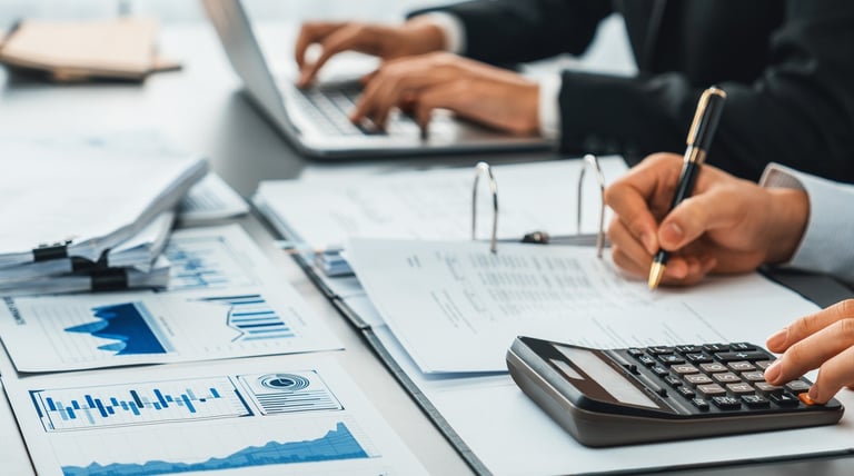 People Calculating and Writing