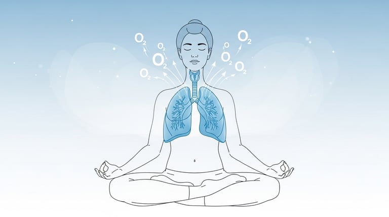 योगासन और स्वस्थ फेफड़ों का चित्रण – श्वसन स्वास्थ्य और इम्युनिटी बढ़ाने के लिए योग