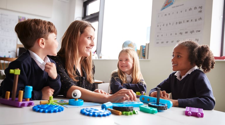 A group of primary school children in the classroom