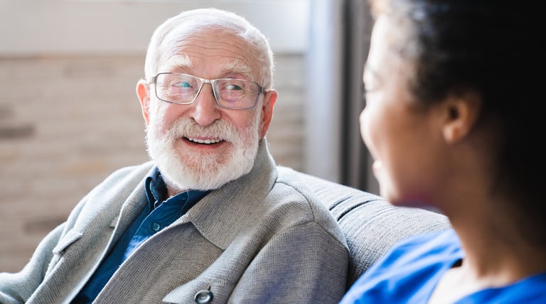 A social care worker in a meeting with a patient