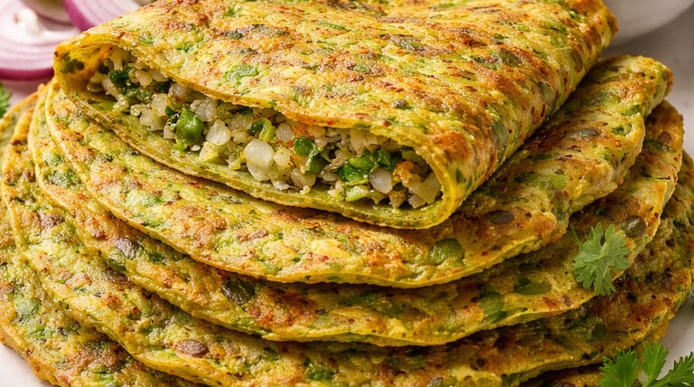 aarog green lentil chilla roll