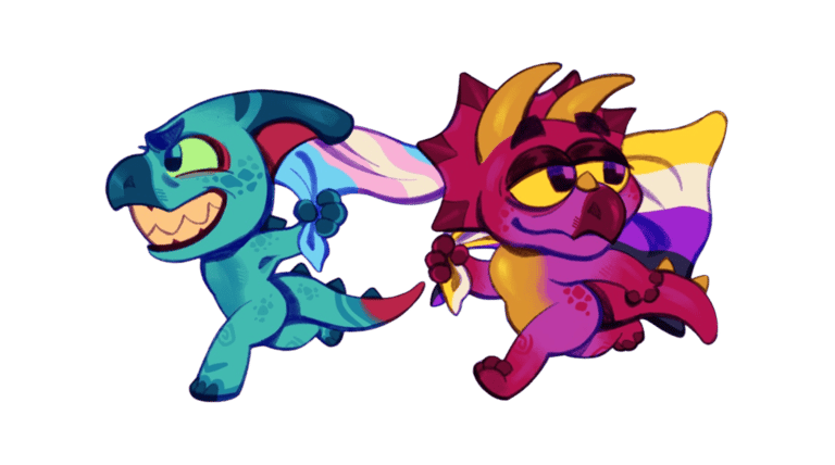 Blue and Purple Dino Running