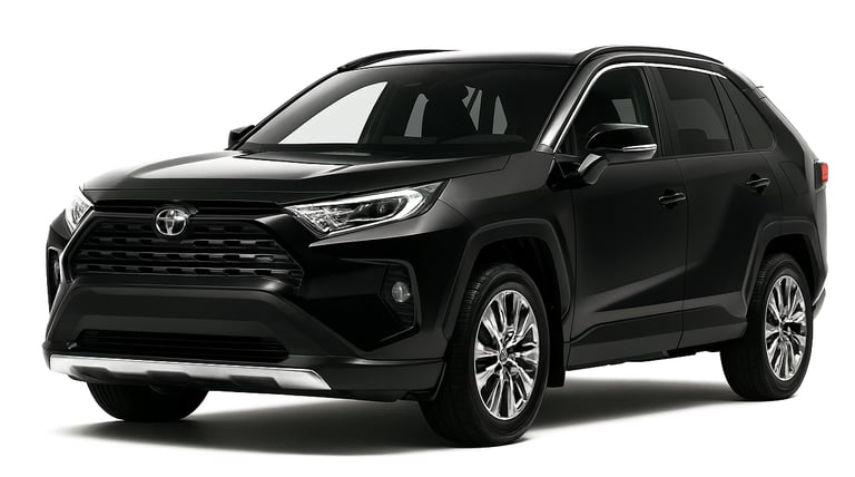 black toyota rav4 suv parked on a white background