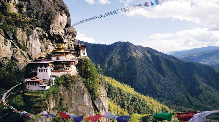Tiger's-Nest-Monastery-in-Paro-Valley-During-Spring-season
