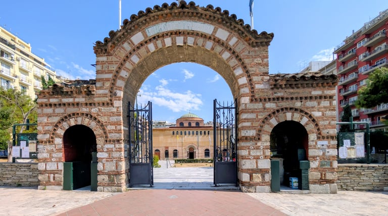 Entry gate at the Hagia Sophia Cathedral in Thessaloniki greece
