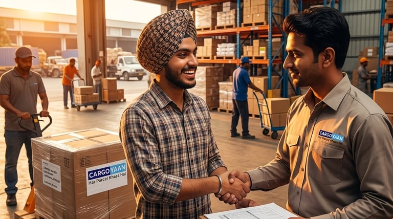 CargoYaan woker Shaking hand with a wholesale distributer
