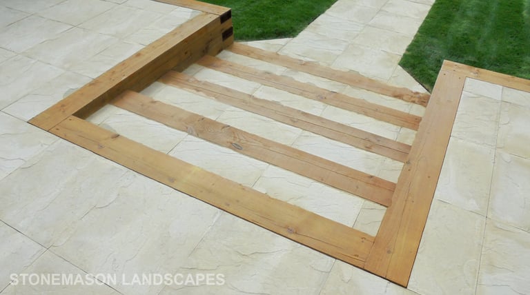 Large multi-level tiered garden makeover, sleeper retaining wall and steps elevated garden