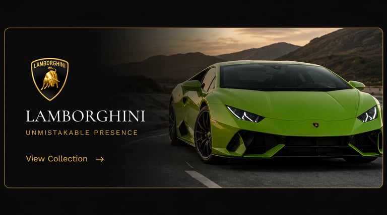 A lime green Lamborghini Huracan luxury sports car parked on a scenic mountain road at sunset.