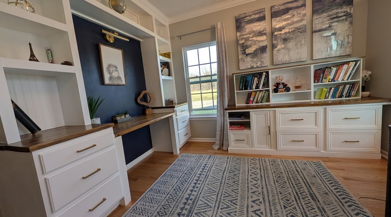 Finished custom office built-in with shelving Dayton OH