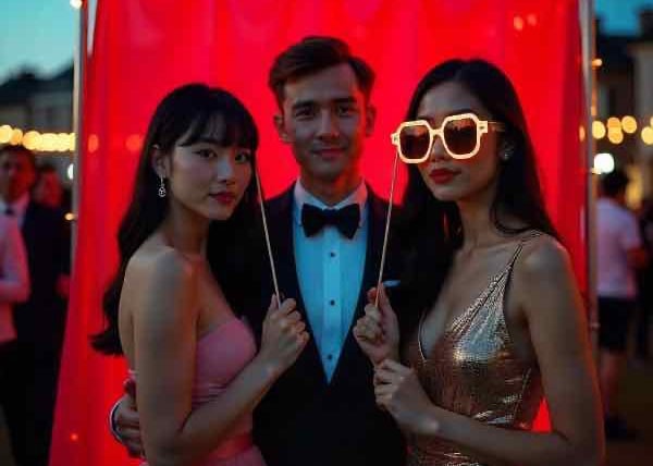 Wedding Guests at Photo Booth 