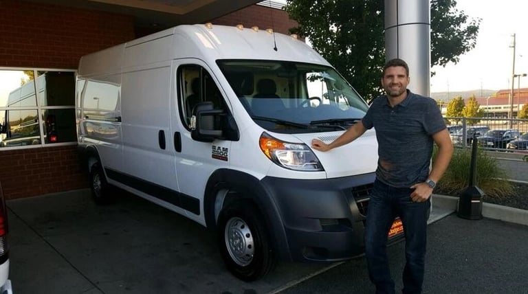 Miller's Dental Service van and Kevin Miller