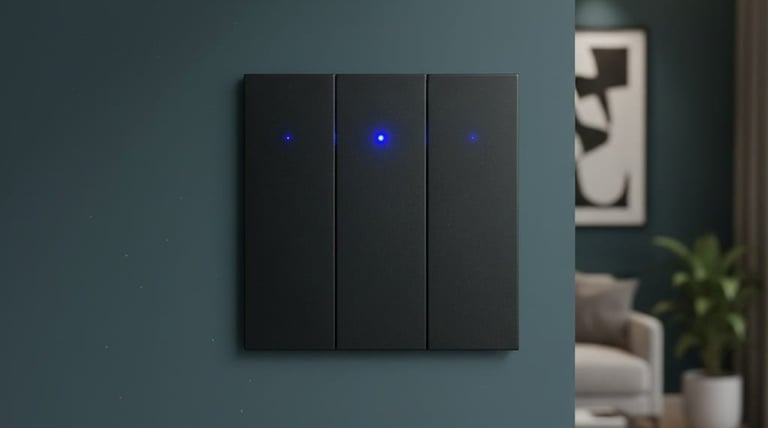 black smart switch with 3 LED lights of VAutomate