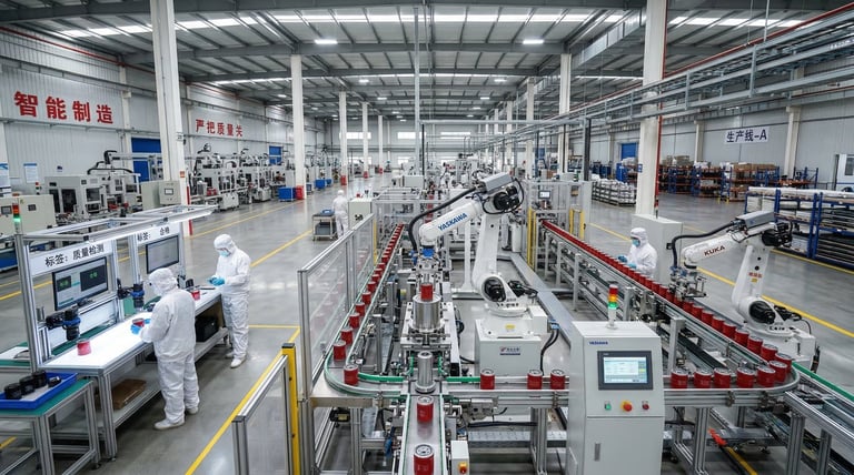 Modern Chinese automotive filter factory automated production line with quality control inspection stations