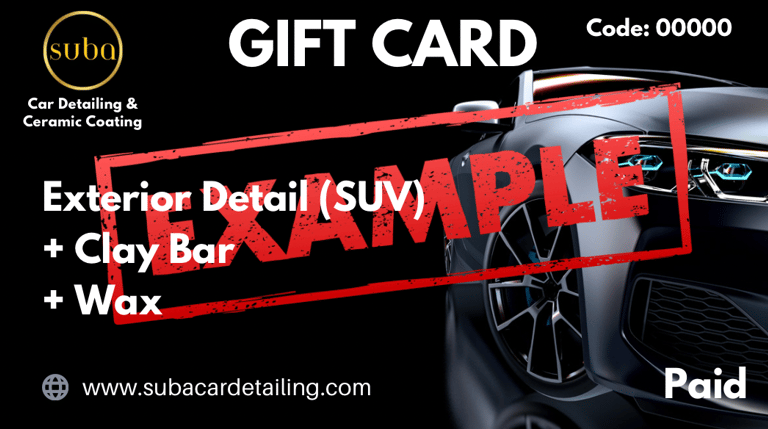 Suba car detailing gift card