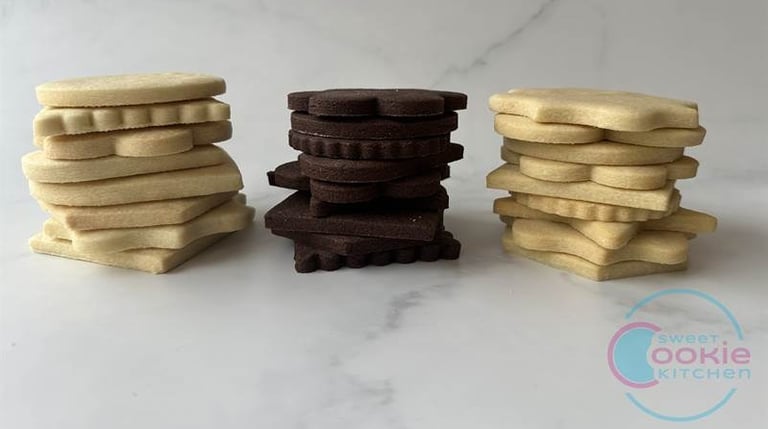 Naked cookies, shortbread, vanilla sugar cookies, chocolate sugar cookie