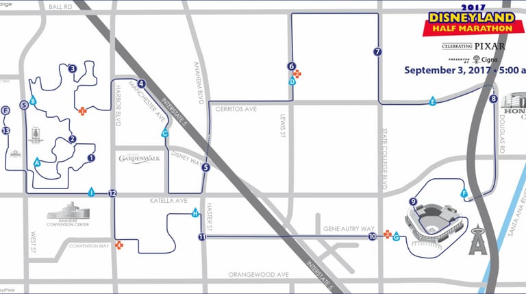 2017 runDisney Disneyland Half Marathon Weekend Half Marathon Course Map