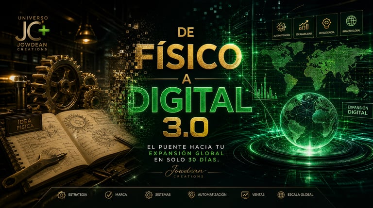 Digital transformation graphic showing a transition from physical gears and books to a glowing global tech grid.