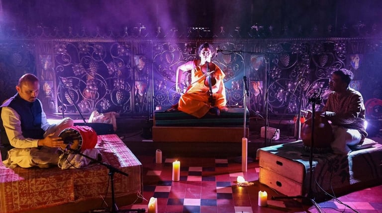 A picture of artists performing in a stage
