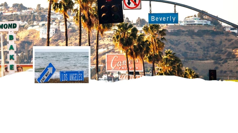 Vista panorâmica de Los Angeles, com destaque para o centro urbano ao entardecer, cenário de partida ou escala em cruzeiros 