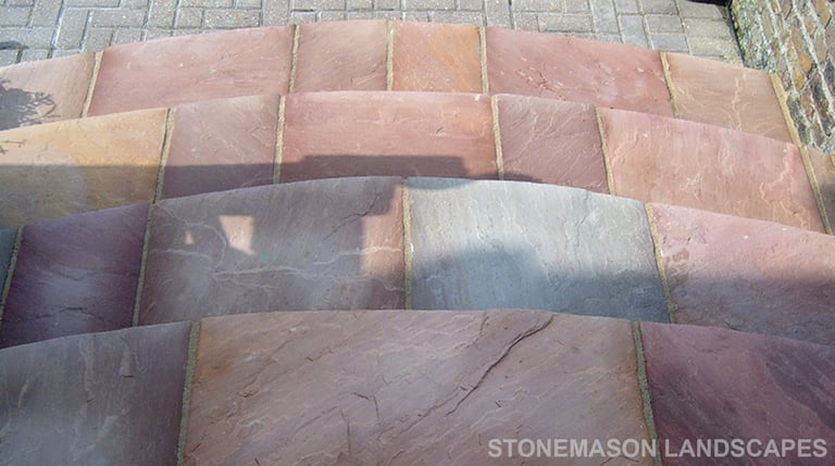 Colourful sandstone paving steps