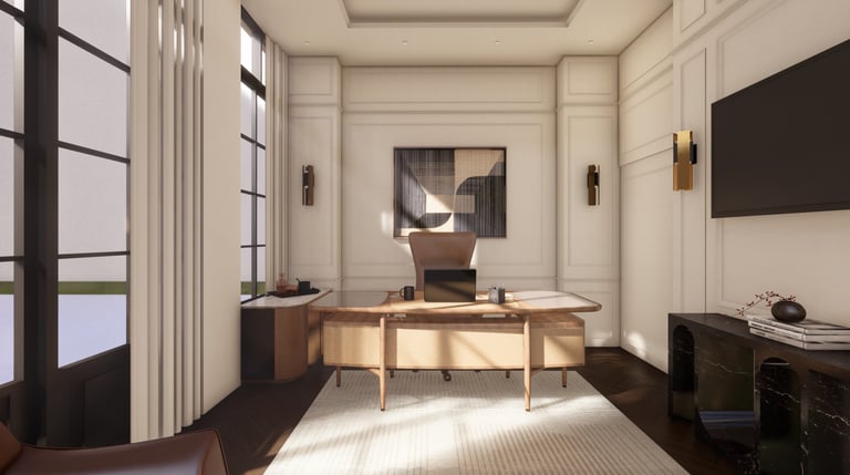 Luxury home office at Desert Leaf Villa Al Barari Dubai