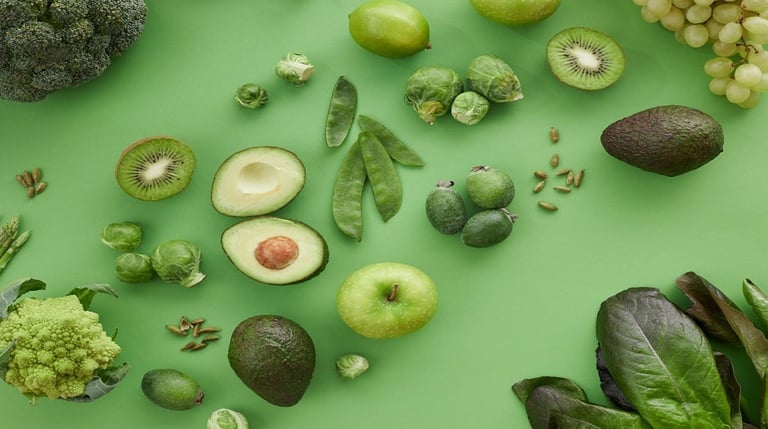 Fruits and Green vegetables
