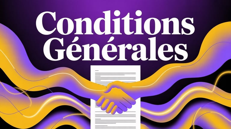 Graphique de poignée de main avec le texte Conditions Générales, représentant les conditions général