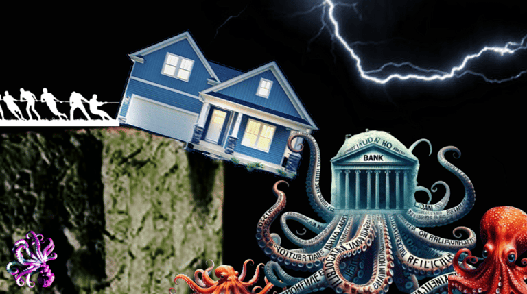 a house with a giant octopus in the middle of it