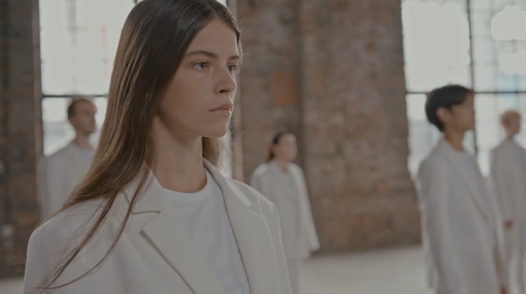 GORIGO creatividad publicitaria grupo de amigos vestidos de blanco bailando