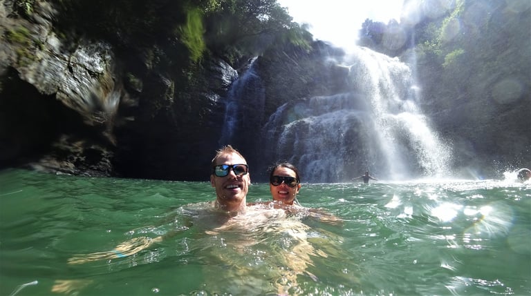 Taking a dip at the lower falls