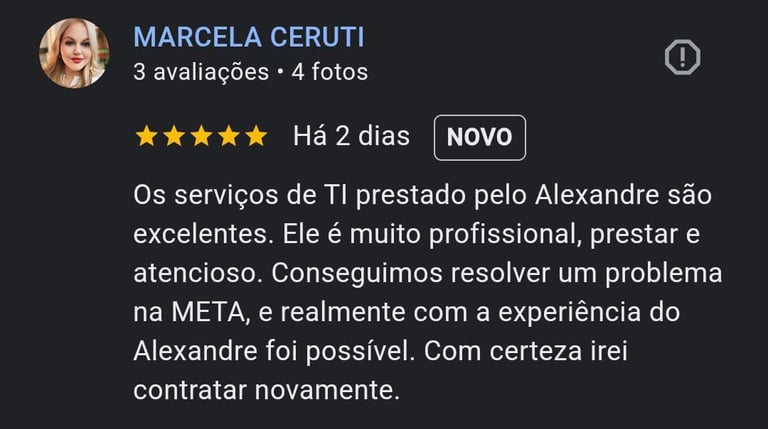depoimento 5 estrelas
