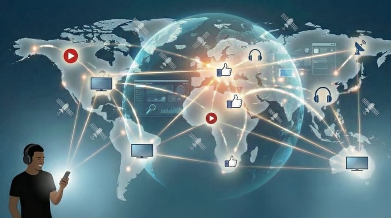 Digital streaming global connection map.