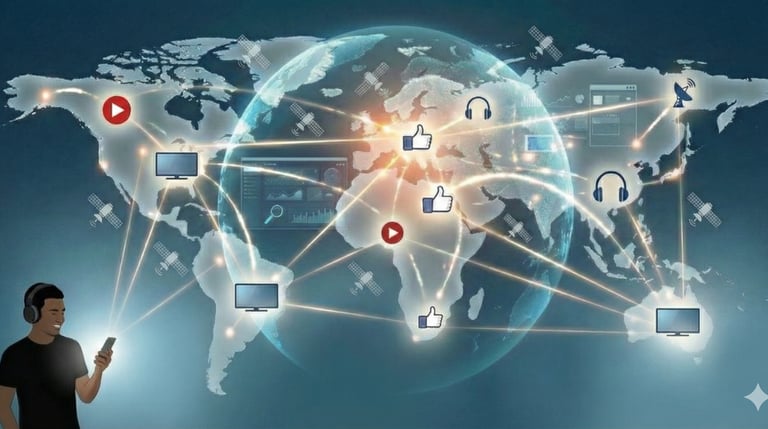 Digital streaming global connection map.