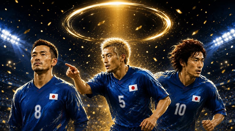 Illustration de joueurs japonais nommés au Ballon d'Or.