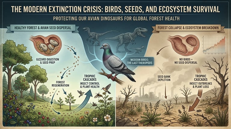 An evocative, conceptual illustration of a Tyrannosaurus rex shadow transforming into the silhouette of a soaring hawk.