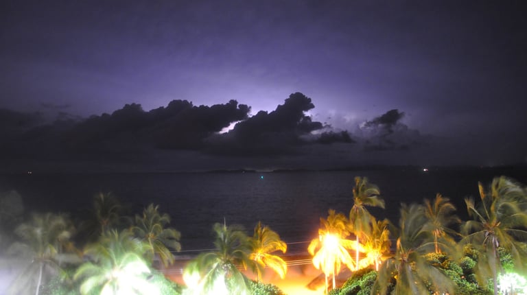 electrical storm out at sea, punteranus, costa rica