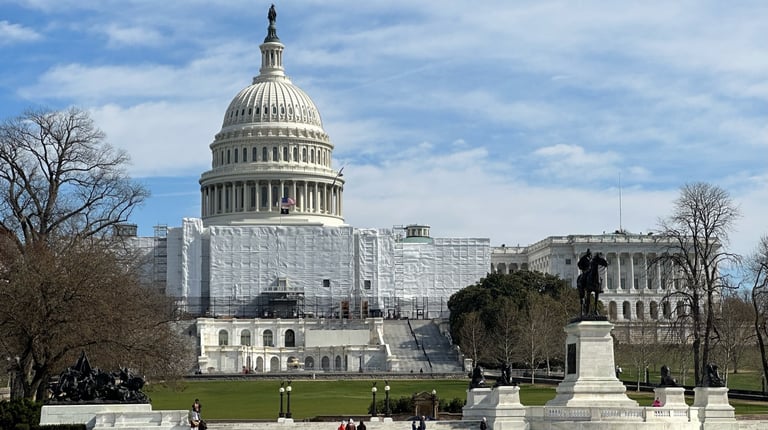 The United States with a lot of scaffolding on it