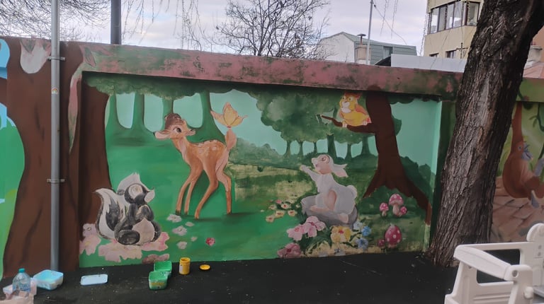 Pictură exterioară căprioara Bambi.