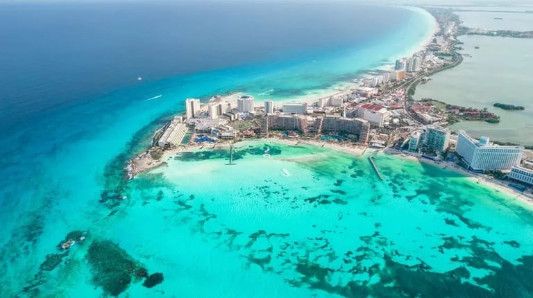 aerial view of Cancun, Mexico