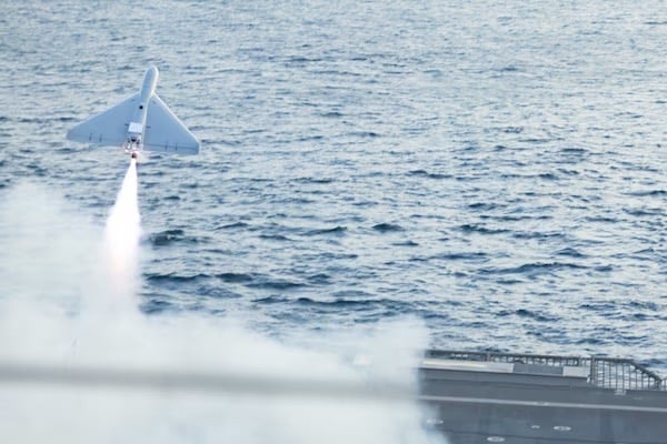 Lucas launch from the flight deck of the Independence-class littoral combat ship USS Santa Barbara (LCS 32) 16 December 2025