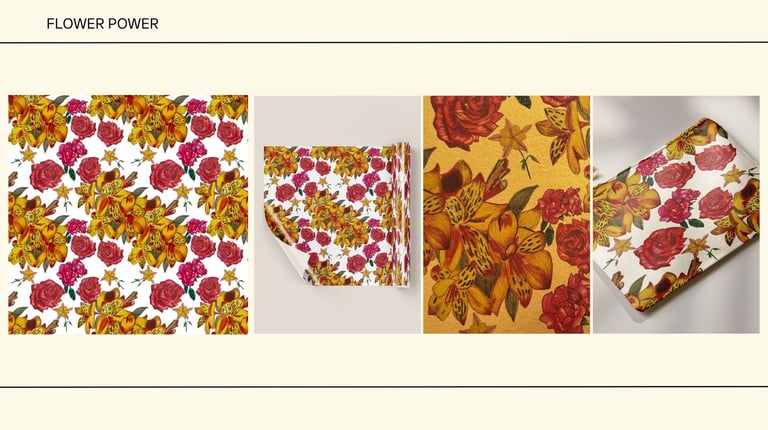 a collection of flowers and leaves on a white background