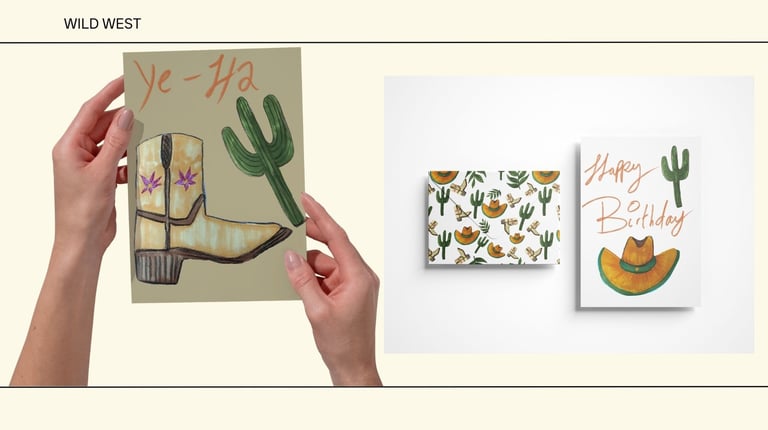 a person holding a card with a cactus plant