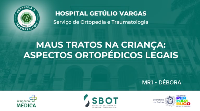 Slide inicial do seminário sobre maus tratos na infância apresentado pela R1 Débora.