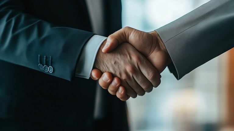 business men shaking hands signaling trust and being legit