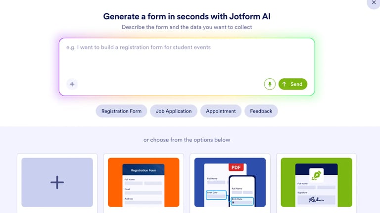 Génération de formulaires par intelligence artificielle.