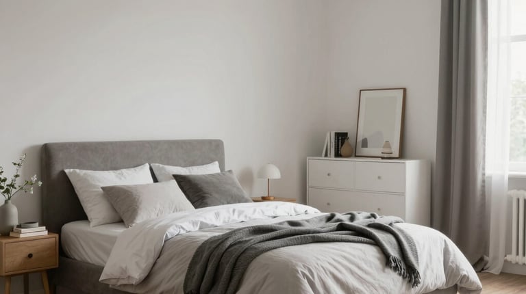 A sleek, modern living room featuring minimalist furniture pieces from Saudi, Turkish, and Malaysian collections bathed in natural light.