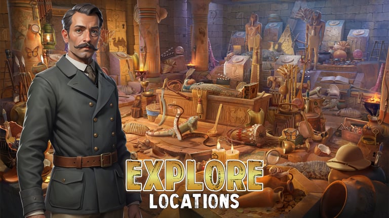 Hidden object scene in a gothic crypt from Gwen Black Detective